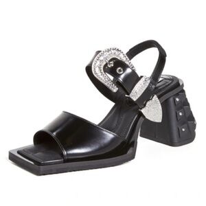 EYTYS Arizona Black leather crystal edgy sandals size 38